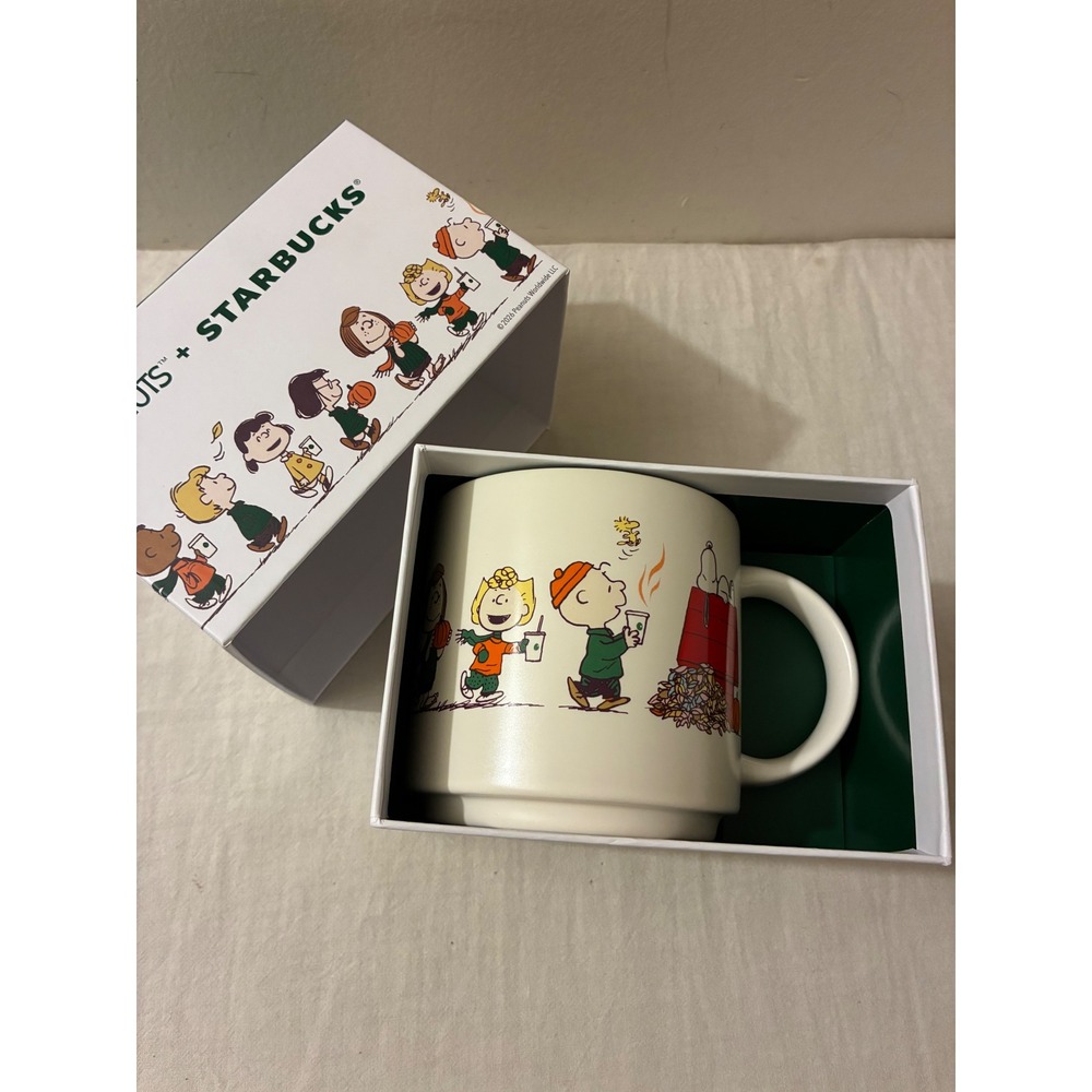 Starbucks Peanuts Snoopy Charlie Brown Fall Ceramic Mug 14oz New In Box